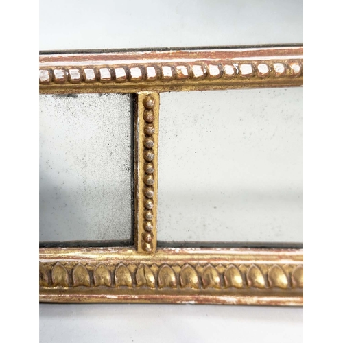 175 - WALL MIRROR, George III style giltwood rectangular with marginal beaded frame, 128cm H x 80cm W.