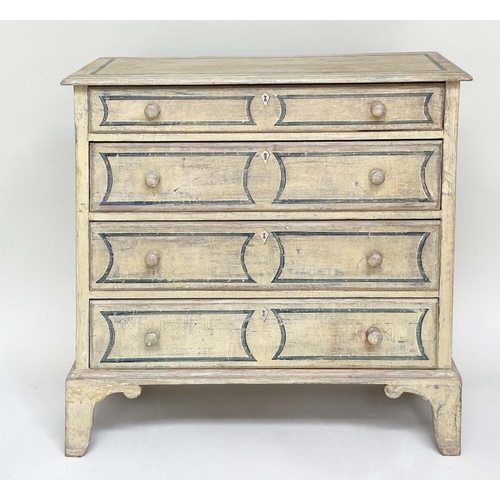 176 - CHEST, 19th century George III style painted pine with two short and three long drawers with splay b... 