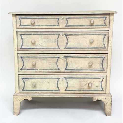 176 - CHEST, 19th century George III style painted pine with two short and three long drawers with splay b... 