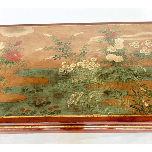 180 - LOW CENTRE TABLE BY ATELIER MIDAVINE, Chinese early 20th century rectangular stylised impressionist ... 