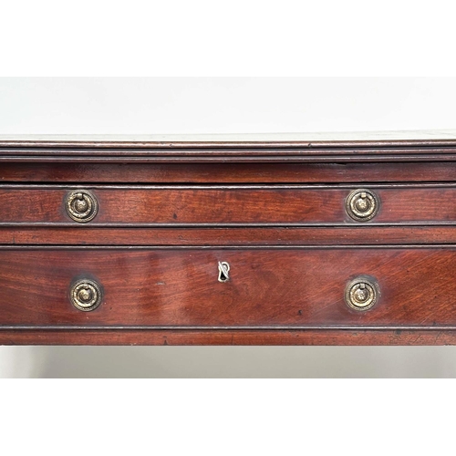 183 - PARTNERS WRITING TABLE, mid 19th century figured mahogany, with gilt tooled green leather writing su... 