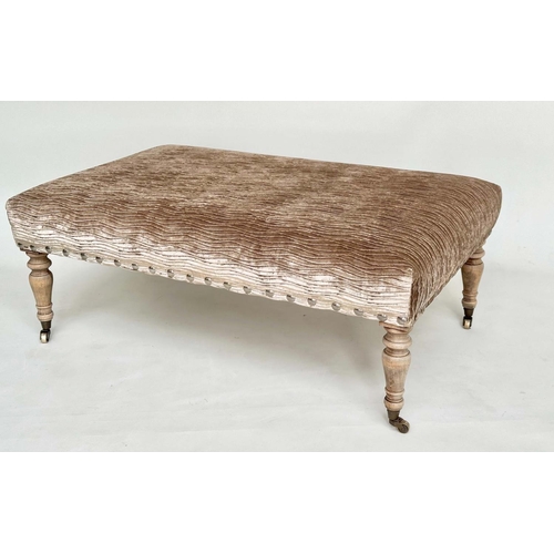 184 - BEAUMONT AND FLETCHER WINDOW SEAT, Country House rectangular with silk weave upholstery and turned s... 