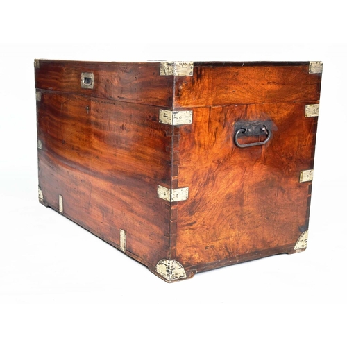 192 - TRUNK, 19th century Chinese export camphorwood and brass bound with rising lid enclosing two candle ... 