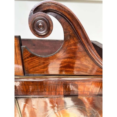 197 - CHANNEL ISLAND LINEN PRESS, late 18th century flame mahogany and satinwood ebony lined, crossbanded ... 