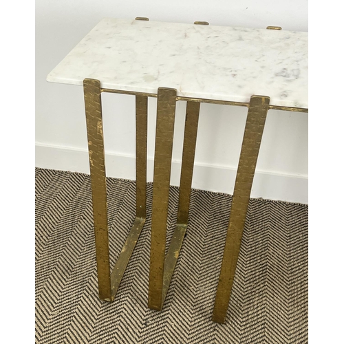 205 - CONSOLE TABLE, Art Deco design, gilt metal base with a rectangular marble top, 76cm H x 132cm x 39cm... 