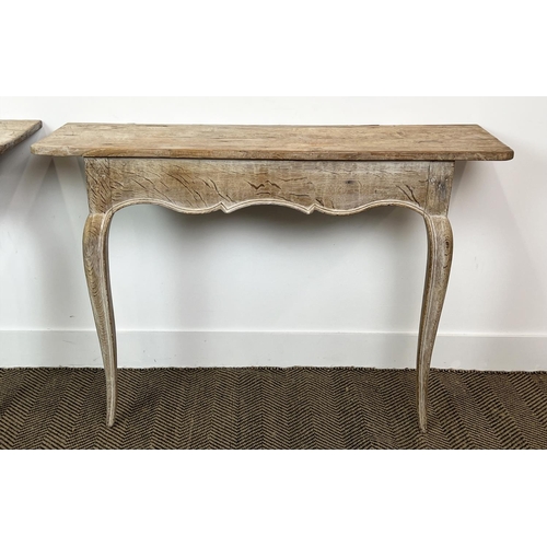 208 - CONSOLE TABLES, a pair, 19th century Swedish Gustavian design limed oak, 74cm H x 109cm x 33cm. (2)