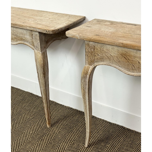 208 - CONSOLE TABLES, a pair, 19th century Swedish Gustavian design limed oak, 74cm H x 109cm x 33cm. (2)