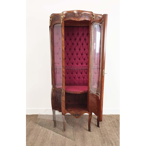 213 - VITRINE, Louis XV style tulipwood, marquetry and brass mounted with glazed door enclosing two glass ... 