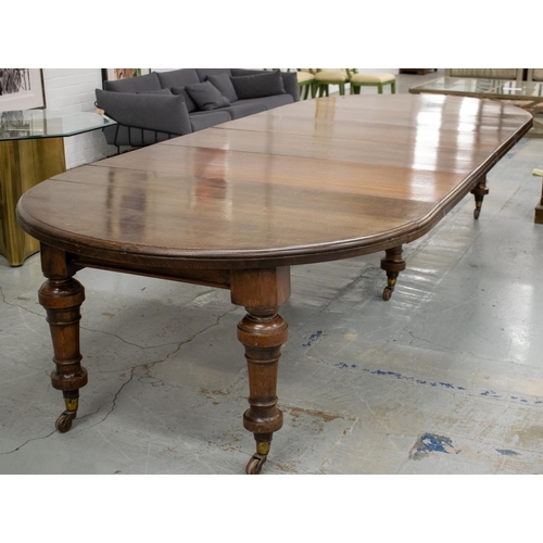 217 - DINING TABLE, Victorian oak, circa 1870 with four extra leaves on six legs and ceramic castors, 74cm... 