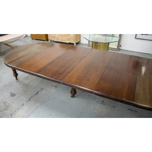 217 - DINING TABLE, Victorian oak, circa 1870 with four extra leaves on six legs and ceramic castors, 74cm... 