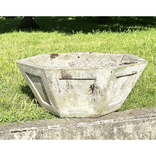 267 - HEXAGONAL PLANTER, well weathered reconstituted stone of bowl form, 84cm W x 36cm H.