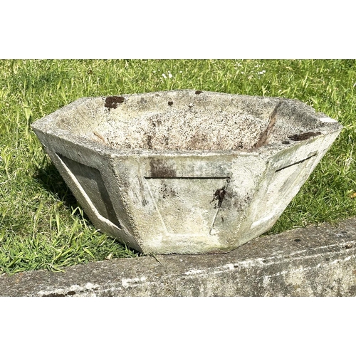 267 - HEXAGONAL PLANTER, well weathered reconstituted stone of bowl form, 84cm W x 36cm H.