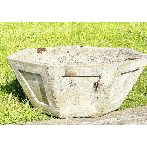 267 - HEXAGONAL PLANTER, well weathered reconstituted stone of bowl form, 84cm W x 36cm H.