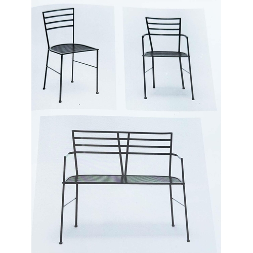 276 - ARMCHAIRS, SOFA AND TABLE, 20th century Anna Anselmi for Bieffeplast steel framed including a pair o... 