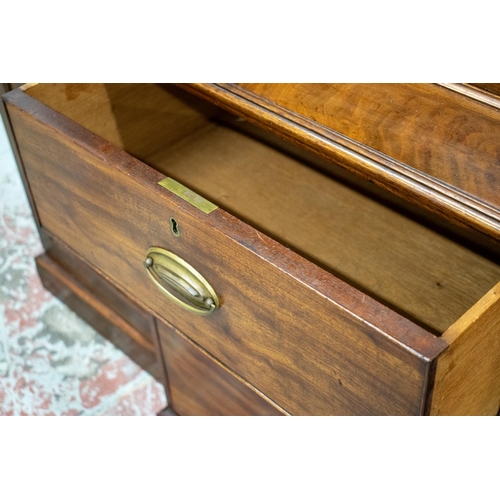 279 - BREAKFRONT LIBRARY BOOKCASE, first quarter 19th century mahogany with four glazed doors and adjustab... 