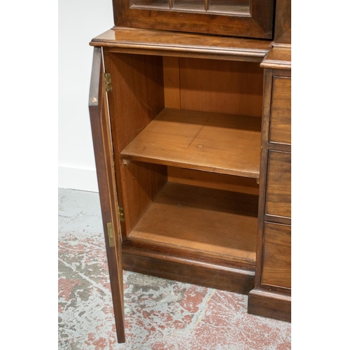 279 - BREAKFRONT LIBRARY BOOKCASE, first quarter 19th century mahogany with four glazed doors and adjustab... 