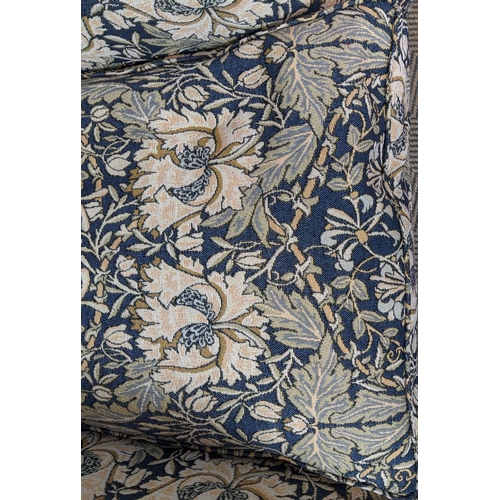 281 - WING ARMCHAIR, George III style in William Morris honeysuckle design fabric, 101cm H x 74cm W x 72cm... 