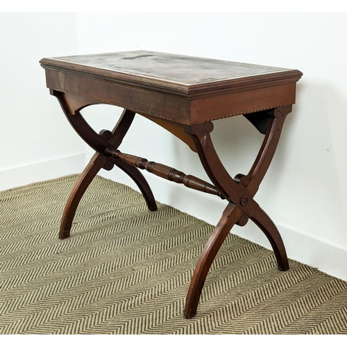 282 - ARCHITECT'S TABLE, Victorian gothic revival walnut and inlaid with adjustable sloping red leather to... 