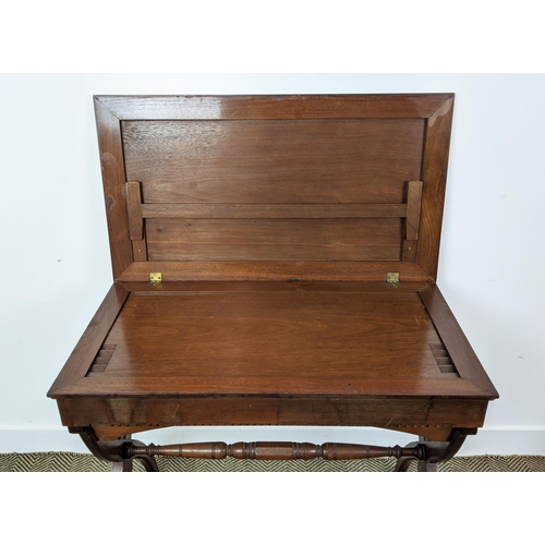 282 - ARCHITECT'S TABLE, Victorian gothic revival walnut and inlaid with adjustable sloping red leather to... 