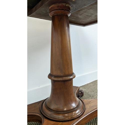 284 - CARD TABLE, William IV mahogany with circular blue baize and inset brass castors, 74cm H x 92cm W x ... 