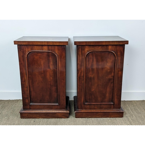 286 - BEDSIDE CUPBOARDS, a pair, Victorian mahogany, with doors enclosing three sliding trays and shelf, 8... 