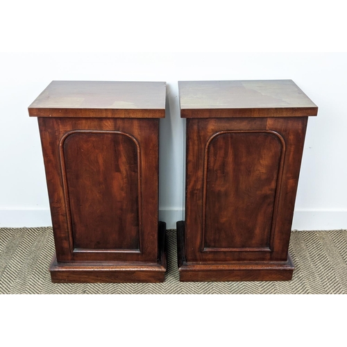 286 - BEDSIDE CUPBOARDS, a pair, Victorian mahogany, with doors enclosing three sliding trays and shelf, 8... 