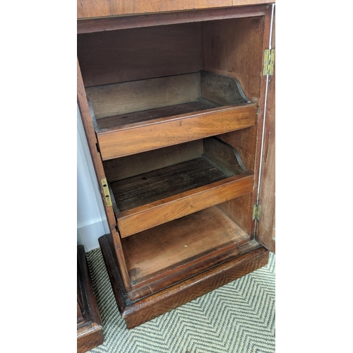 286 - BEDSIDE CUPBOARDS, a pair, Victorian mahogany, with doors enclosing three sliding trays and shelf, 8... 