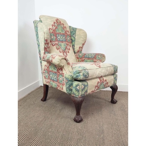 288 - KINGCOME WING ARMCHAIR, Georgian style in tapestry design covers, 113cm H x 86cm W.