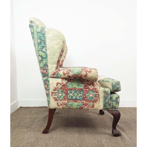 288 - KINGCOME WING ARMCHAIR, Georgian style in tapestry design covers, 113cm H x 86cm W.