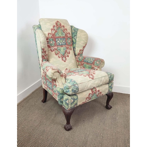 288 - KINGCOME WING ARMCHAIR, Georgian style in tapestry design covers, 113cm H x 86cm W.