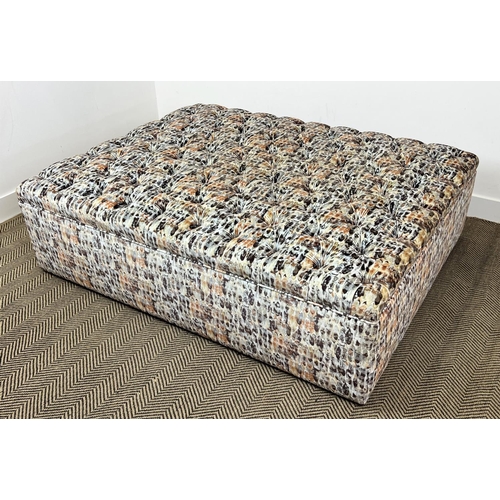 301 - DAVID SEYFRIED OTTOMAN, upholstered in Harlequin Kelambu fabric, 150cm x 120cm.