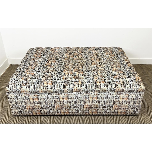 301 - DAVID SEYFRIED OTTOMAN, upholstered in Harlequin Kelambu fabric, 150cm x 120cm.