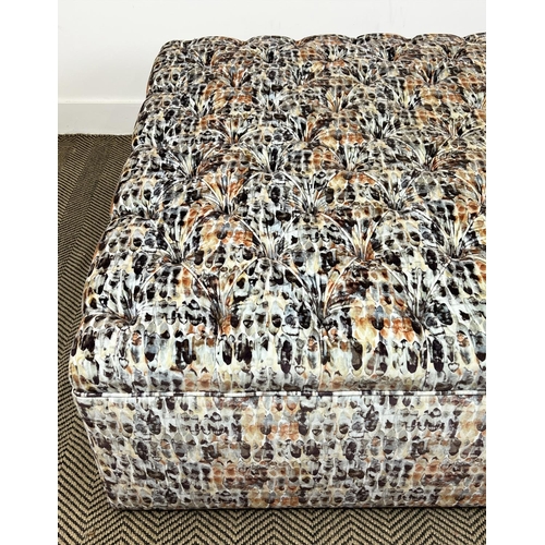 301 - DAVID SEYFRIED OTTOMAN, upholstered in Harlequin Kelambu fabric, 150cm x 120cm.