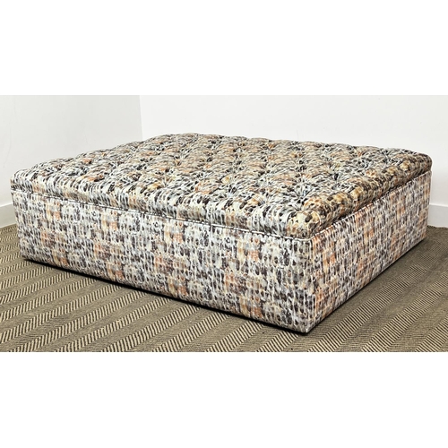 301 - DAVID SEYFRIED OTTOMAN, upholstered in Harlequin Kelambu fabric, 150cm x 120cm.