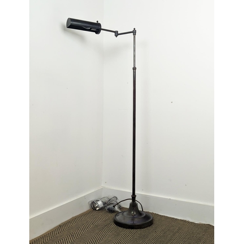 313 - BEST & LLOYD SWING ARM TROUGH SHADE FLOOR LAMP, height adjustable, 150cm H at tallest.