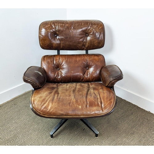 361 - AFTER CHARLES AND RAY EAMES LOUNGE CHAIR AND OTTOMAN, 83cm at widest. (2)