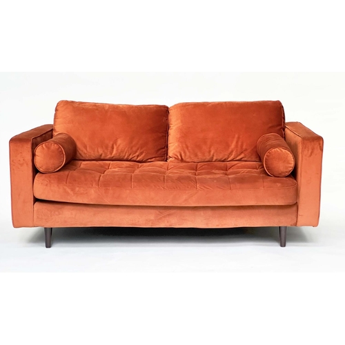 408 - MADE.COM SCOTT SOFA, velvet with buttoned seat cushion, 190cm x 95cm x 84cm H.