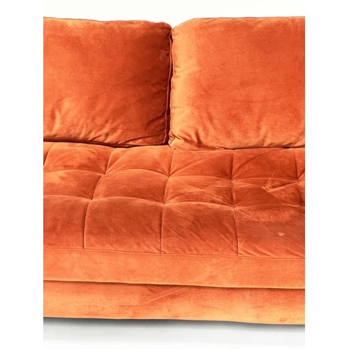 408 - MADE.COM SCOTT SOFA, velvet with buttoned seat cushion, 190cm x 95cm x 84cm H.