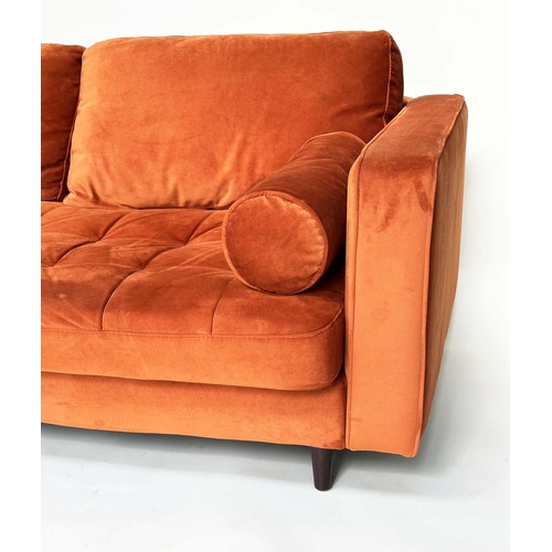 408 - MADE.COM SCOTT SOFA, velvet with buttoned seat cushion, 190cm x 95cm x 84cm H.