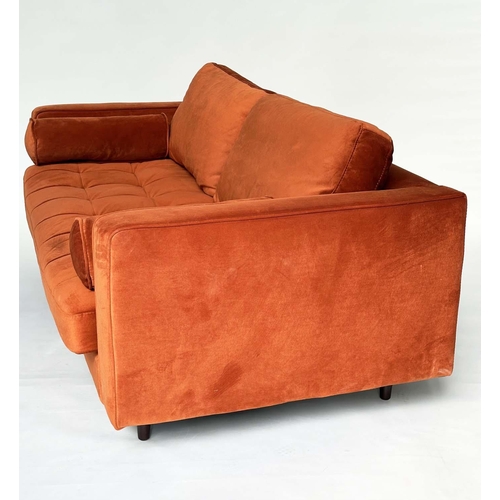 408 - MADE.COM SCOTT SOFA, velvet with buttoned seat cushion, 190cm x 95cm x 84cm H.