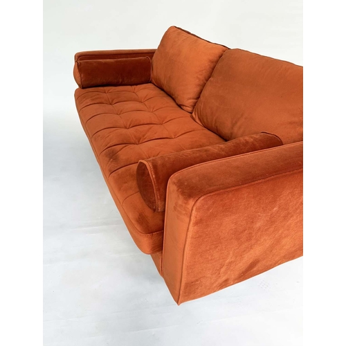 408 - MADE.COM SCOTT SOFA, velvet with buttoned seat cushion, 190cm x 95cm x 84cm H.