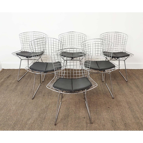 417 - KNOLL HARRY BERTOIA SIDE CHAIRS,  a set of six, vintage 20th century, chrome with leather seats, 76c... 