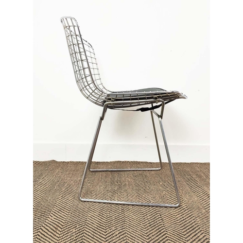 417 - KNOLL HARRY BERTOIA SIDE CHAIRS,  a set of six, vintage 20th century, chrome with leather seats, 76c... 