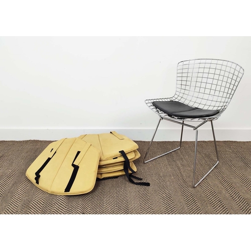 417 - KNOLL HARRY BERTOIA SIDE CHAIRS,  a set of six, vintage 20th century, chrome with leather seats, 76c... 