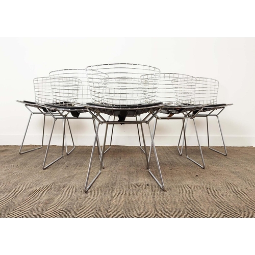 417 - KNOLL HARRY BERTOIA SIDE CHAIRS,  a set of six, vintage 20th century, chrome with leather seats, 76c... 