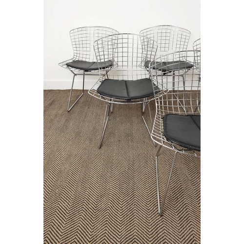 417 - KNOLL HARRY BERTOIA SIDE CHAIRS,  a set of six, vintage 20th century, chrome with leather seats, 76c... 