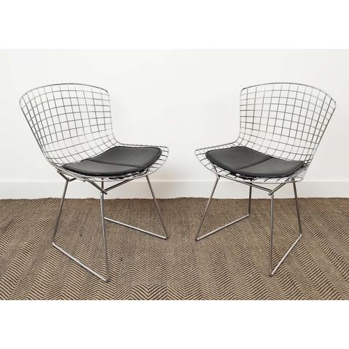 417 - KNOLL HARRY BERTOIA SIDE CHAIRS,  a set of six, vintage 20th century, chrome with leather seats, 76c... 