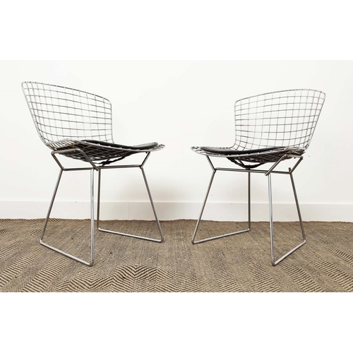 417 - KNOLL HARRY BERTOIA SIDE CHAIRS,  a set of six, vintage 20th century, chrome with leather seats, 76c... 