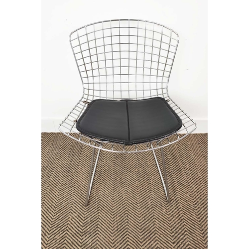 417 - KNOLL HARRY BERTOIA SIDE CHAIRS,  a set of six, vintage 20th century, chrome with leather seats, 76c... 