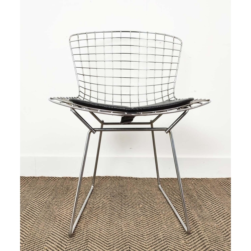 417 - KNOLL HARRY BERTOIA SIDE CHAIRS,  a set of six, vintage 20th century, chrome with leather seats, 76c... 